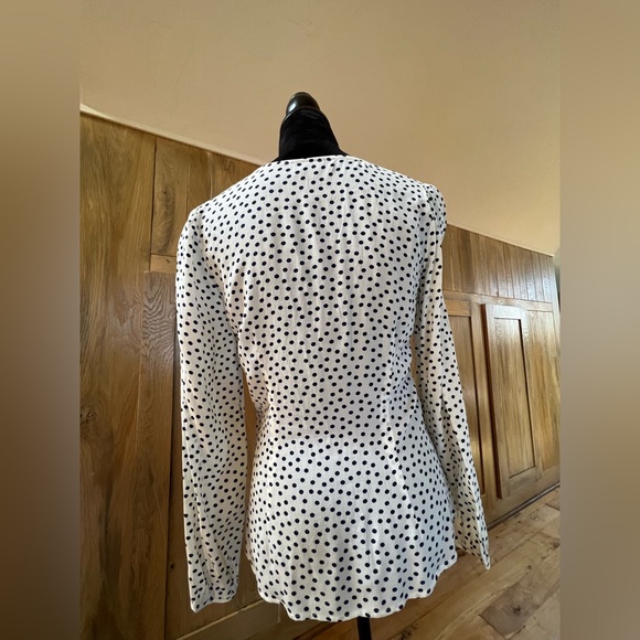 Talbots Fitted cream white & navy blouse - Picture 3 of 9